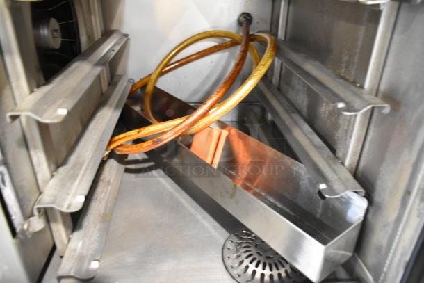 Blodgett 45GEC stainless steel commercial electric oven interior with racks and wiring, 208V, 3-phase, on casters.