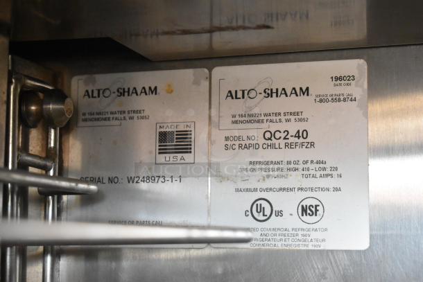 Alto Shaam QC2-40 Quickchiller Blast Chiller, stainless steel, 115/208-230V, 1 Phase, dual probes, model label visible.