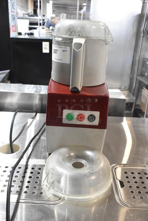 Robot Coupe R2N Metal Food Processor, 120V, with bowl and S blade. Some wear visible, includes controls and auction tag "287".