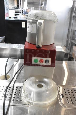 Robot Coupe R2N Metal Food Processor, 120V, with bowl and S blade. Some wear visible, includes controls and auction tag "287".
