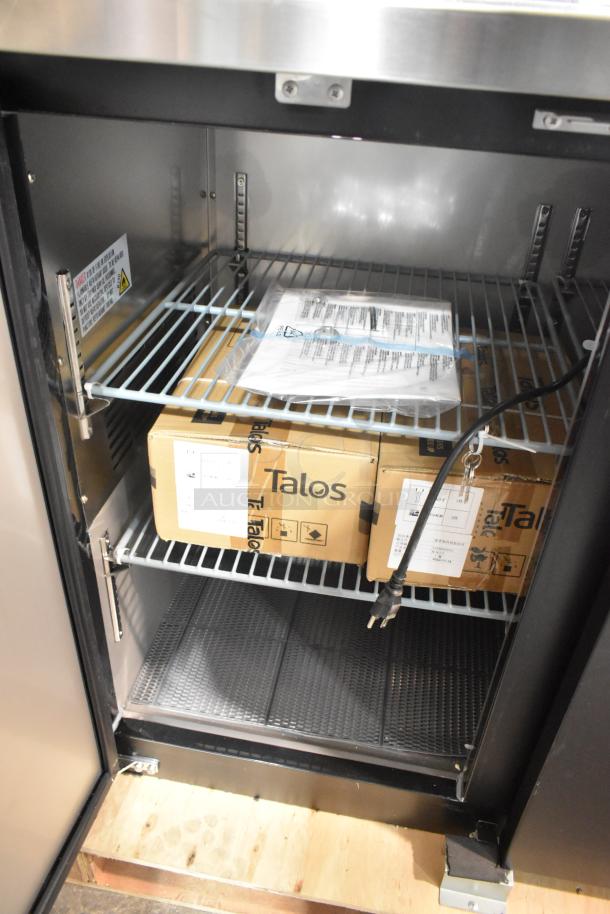 Brand new Avantco 178UDD72HC kegerator interior with shelving and packaging. 115V, 1 Phase, 3 half kegs capacity.