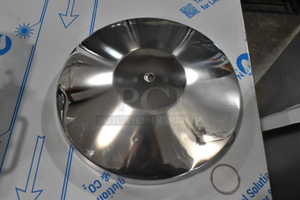 Brand new chrome finish stanchion base, scratch and dent condition, polished surface, auction item, includes 2 bases.