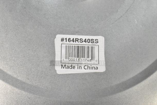 Chrome finish stanchion base with label "#164RS40SS, Made in China." Brand new, minor scratches on surface.