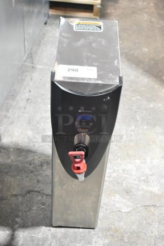 2025 Bunn H5X stainless steel commercial hot water dispenser, 240V, 1 Phase. Includes warning label and control interface.