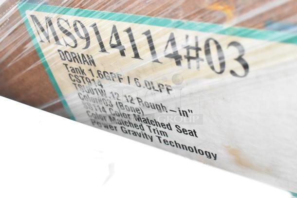 Pallet with AO Smith 12 Gallon Water Heater and Dorian MS914114 Tank labeled as 1.6/6.0 LPF, Power Gravity Technology.