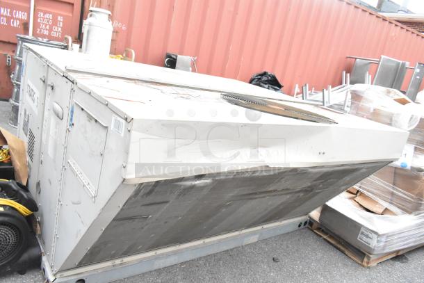 Lennox SGA036H4BT1G metal commercial condenser. 480 Volts, 3 Phase. Visible wear, outdoor location.