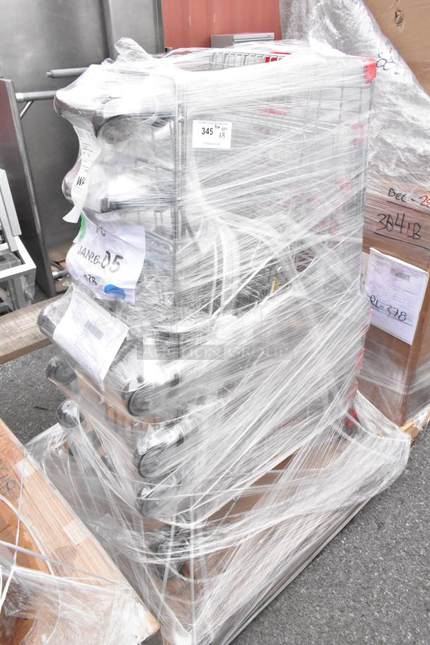 Four brand new scratch and dent chrome finish units wrapped in plastic. Labels indicate auction lot number 345.