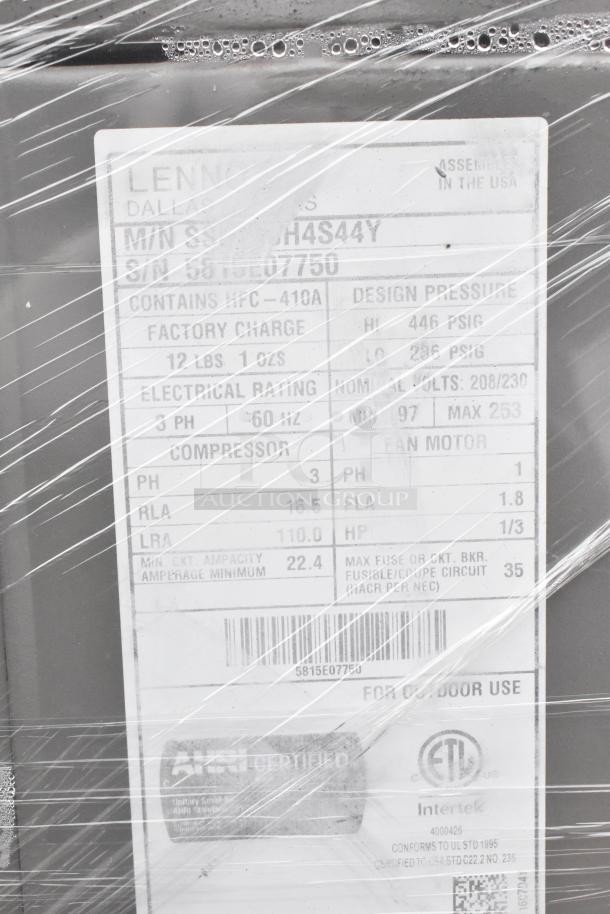 Lennox SS5006H4S44Y metal condenser, 208/230 volts, 1/3 phase, HFC-410A, ETL certified, factory charge 12 lbs 1 oz.