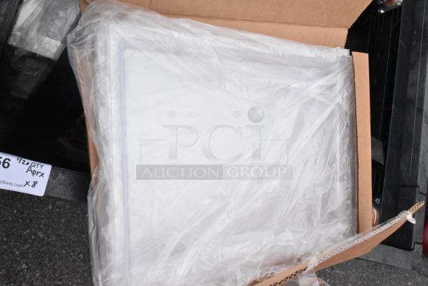 Brand new items in packaging, including a sink and dolly, with minor scratches and dents. Auction of 8 different items.