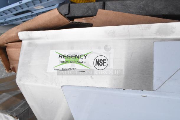 Regency Tables and Sinks item, model 600S21717, NSF certified, scratch and dent condition.