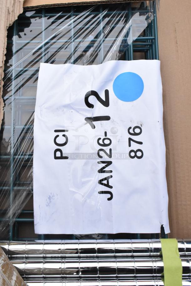 6 brand new scratch and dent items including dish caddies. Visible label reads "PCI JAN26-12 876" with a blue dot.