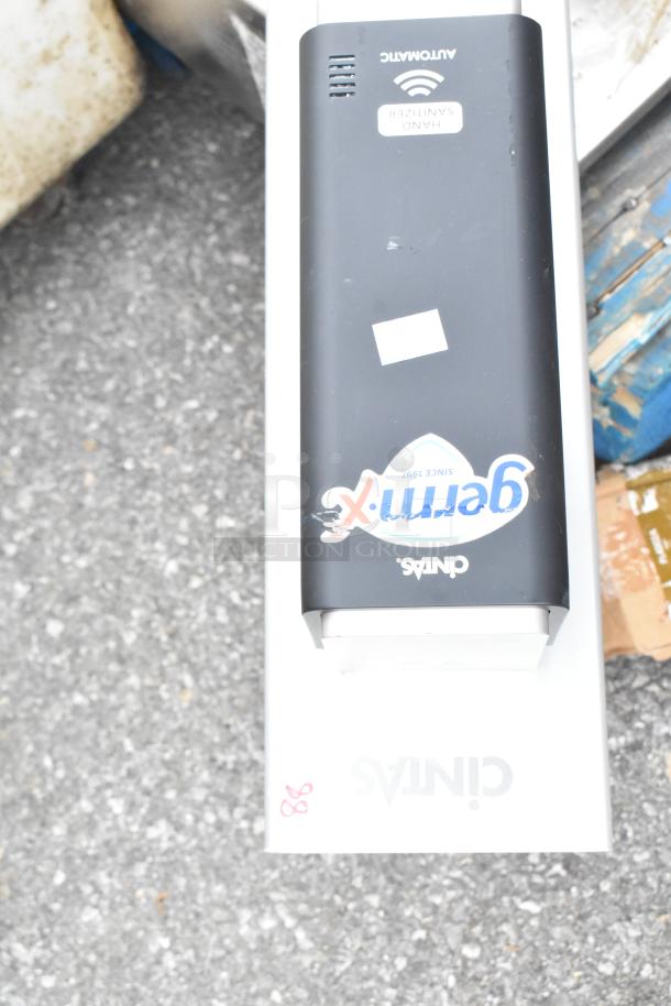 ALL ONE MONEY! PALLET LOT with stainless steel pieces and metal rack, includes Germ-X automatic hand sanitizer dispenser.