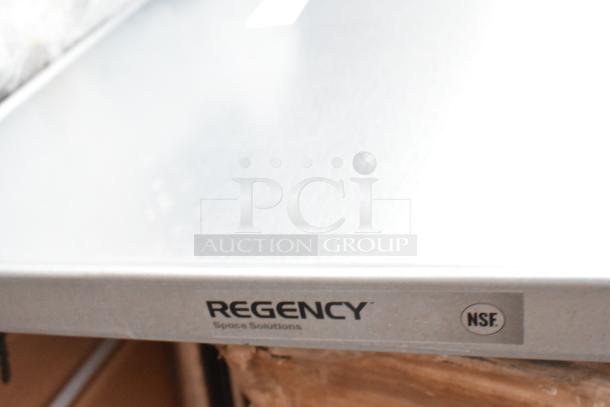 Regency Space Solutions metal shelf, new condition. Brand logo and NSF certification visible on edge.