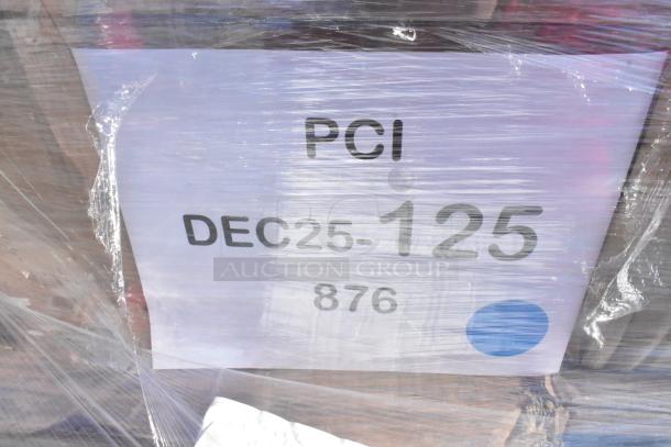 26 new scratch and dent items; hand wipes, containers, cold cups. Marked "PCI DEC25-125 876” on wrapped pallet.