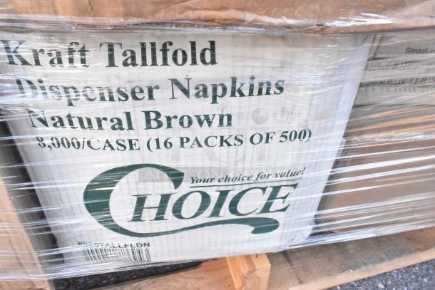 Kraft Tallfold Dispenser Napkins, Natural Brown, 8,000/case (16 packs of 500), brand new packaging with Choice logo.