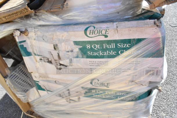 22 new "Choice" scratch and dent items, includes 8 qt full-size stackable chafers. Packaging slightly damaged.