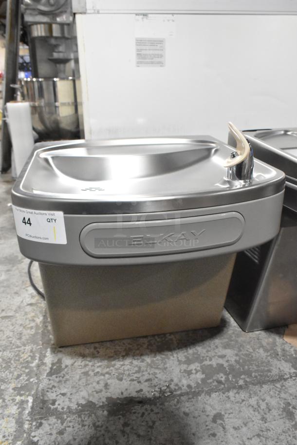 Elkay EZFSB_1H metal wall mount water fountain, 115V, 1 phase, excellent condition, branded front panel visible.