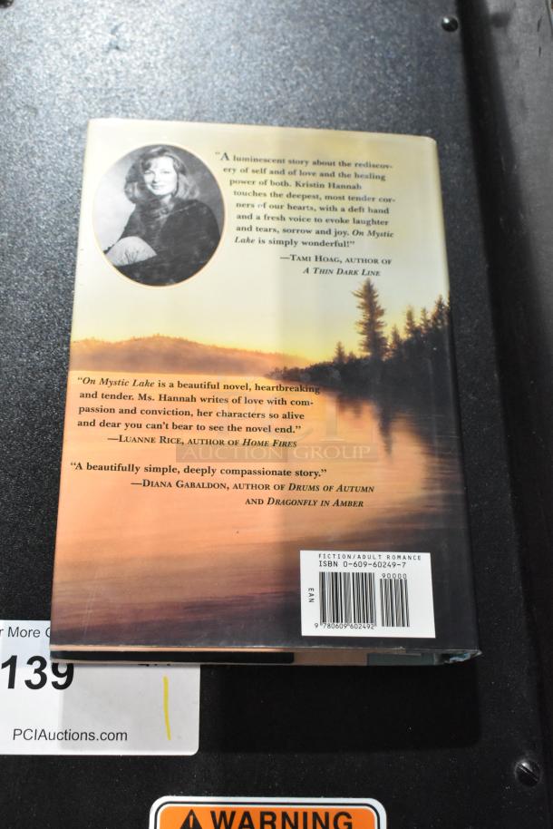 Back cover of "On Mystic Lake" book showing praise from authors, ISBN visible. Part of 13 various books auction.