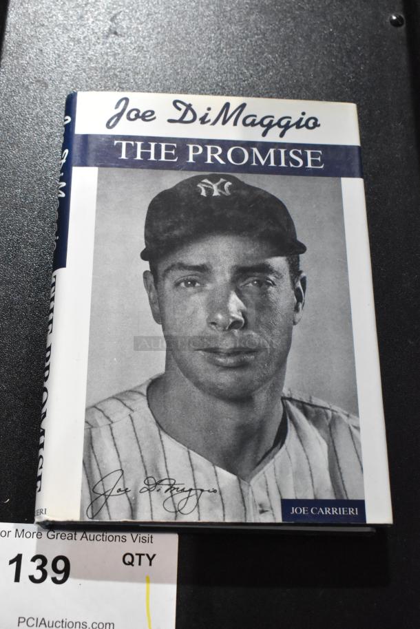 Cover of "Joe DiMaggio: The Promise" by Joe Carrieri, showing a portrait of a baseball player in a uniform.