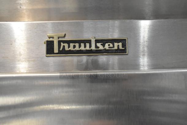 Traulsen ARI132HUT-FHS stainless steel cooler with logo. Commercial roll-in rack, 115V, 1 phase.