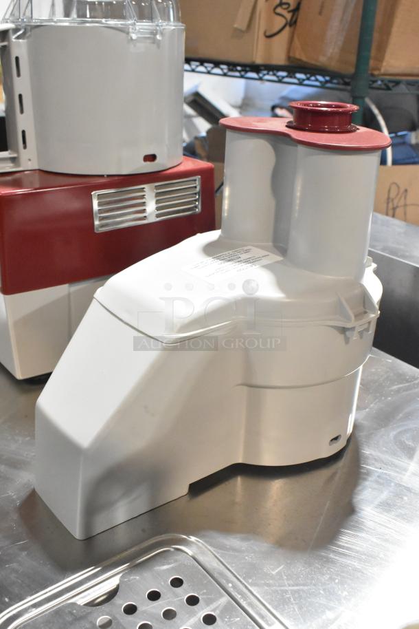 Brand new Robot Coupe R 2 Dice food processor with 3 qt gray bowl, continuous feed head, and S blade. 120V, 1 phase.