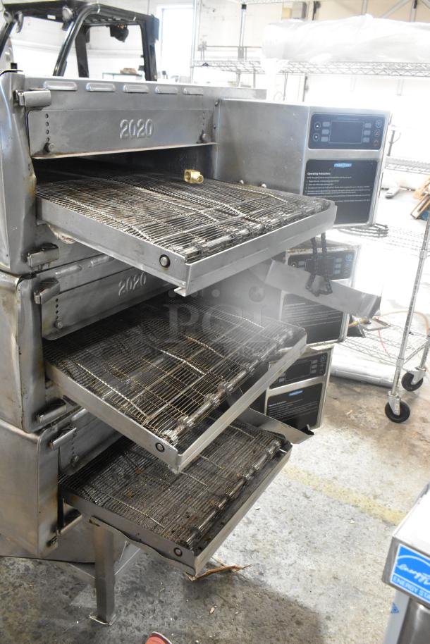 Three 2017 Turbochef HhC2020 stainless steel electric countertop conveyor ovens, model 2020, in used condition, 208/240V, 3 phase.