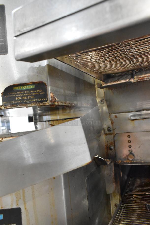 2017 Turbochef HhC2020 stainless steel rapid cook conveyor oven, features visible wear. Model and service label shown.