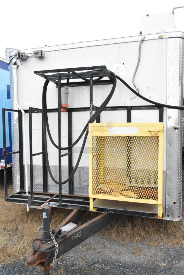 24' Stuff4less fast food trailer with utility connections, diamond plate siding, and trailer hitch. Sold with clear title.