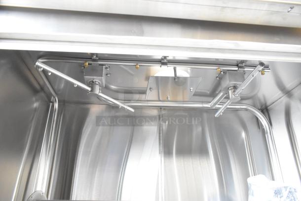 Douglas SD-20-ELEL commercial washer interior, stainless steel, visible spray arms. Excellent condition, ideal for pots and pans.