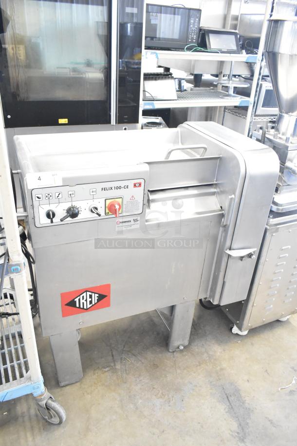Treif Felix 100-CE industrial food dicer, 800kg/hour capacity, stainless steel, 208/250V, 3 phase, good condition.