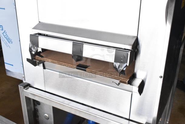 Belshaw Adamatic TG-50 stainless steel thermoglazing station on casters; 208V, 1-phase, floor style, new condition.