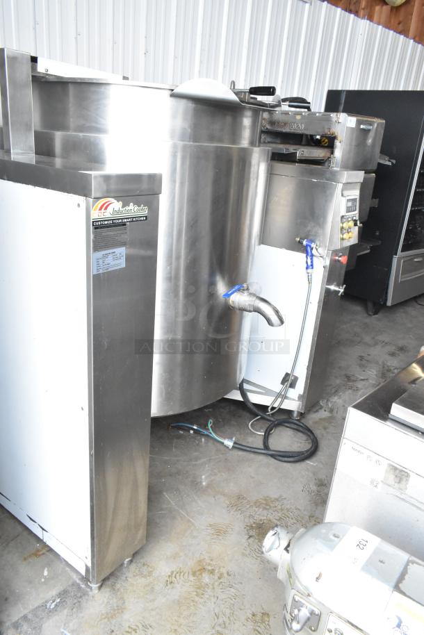 CZC-13F industrial induction tilting cooking kettle, 380V, 3-phase, stainless steel, control panel, excellent condition.