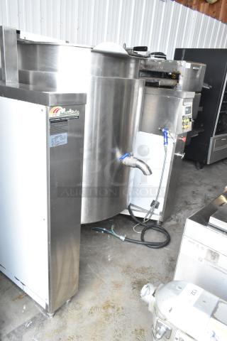 CZC-13F industrial induction tilting cooking kettle, 380V, 3-phase, stainless steel, control panel, excellent condition.