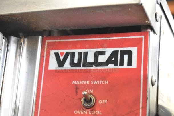 Vulcan VC4GD-10 convection oven control panel, showing master switch with visible wear.