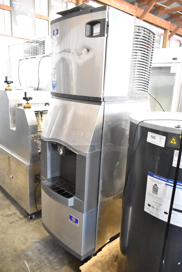 2021 Manitowoc IYT0420A-161X ice machine on SPA160 dispenser, 115V, 1 Phase. Stainless steel. Visible dents, commercial use.