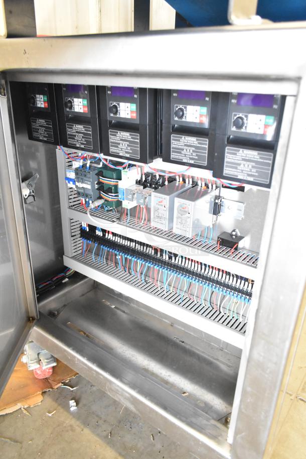 Seny Machinery SY-860 bread making machine, stainless steel control panel, wiring and digital displays visible, 220 Volts.