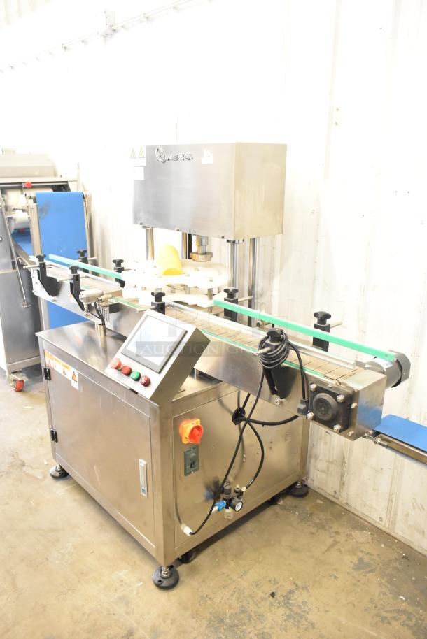 Guangdong ZK130 Commercial Floor Style Automatic Can Flaring Machine, 110 Volts, 1 Phase. Stainless steel, touch controls.