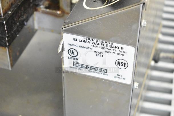 Gold Medal 5024 Waffle Maker, countertop model, 120V, 1660W, NSF and UL listed, serial BW4-76-6876.