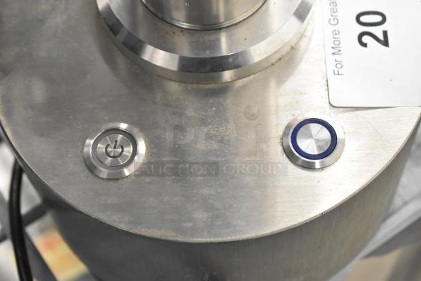 Countertop unit with stainless steel finish, power button, 120 volts, 1 phase. Slight wear visible.