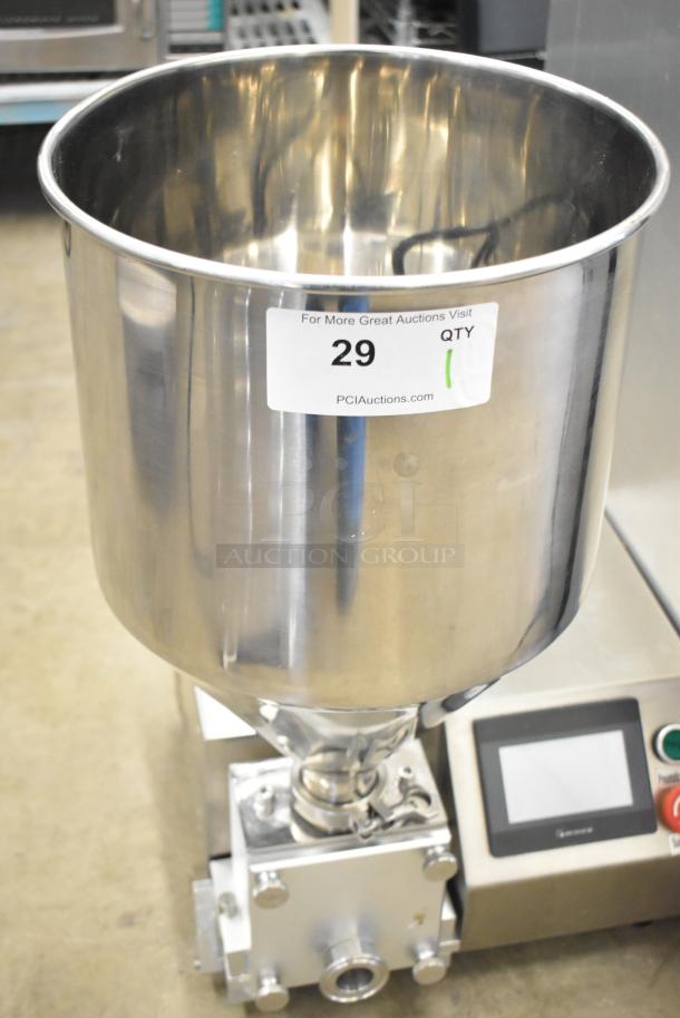 2023 ZD200E-1 stainless steel countertop donut filling machine, 110V, 1 phase. Includes digital control panel.