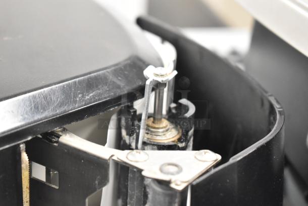 2017 Hobart HTi-7LH26 commercial scale, close-up of mechanism, black metal, tested and working, minor surface wear.