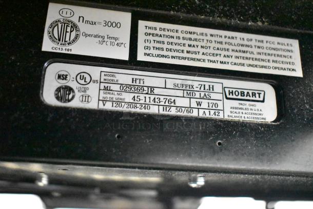 2016 Hobart HTi-7LH Metal Commercial Scale, 120/208-240V, model and serial labels, tested and working.