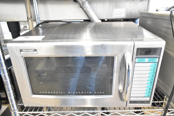 2023 Sharp R-21LVF Commercial Countertop Microwave Oven, 1000W, stainless steel, keypad controls, excellent condition.