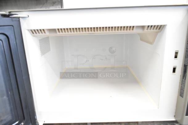 Amana RCS10MPA commercial countertop microwave oven, interior view. Clean, 120 volts, 1 phase, suitable for heavy-duty use.