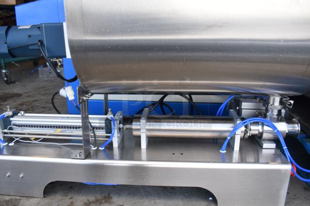 G1WG Countertop Quantitative Filling Machine, 100 Volts, 1 Phase. Stainless steel, detailed wiring, and control panel visible.