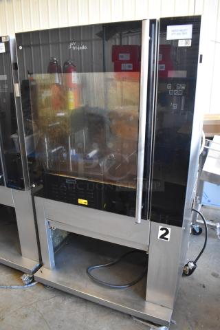 Fri-jado TDR7-P rotisserie oven on casters, electric, 208 volts, 3-phase, commercial floor style, good condition.