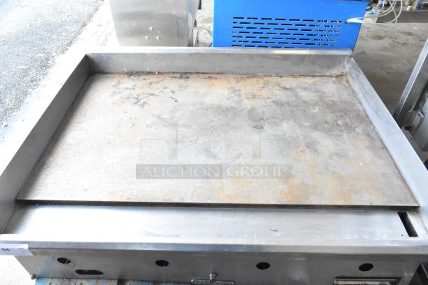 Southbend Commercial Gas Griddle; countertop model, flat top, used condition with visible wear and discoloration.