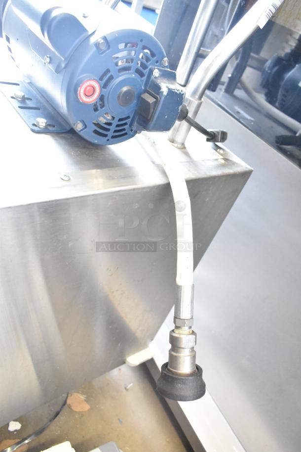 Frontline Commercial Fryer Oil Transport on casters, featuring durable stainless steel construction, with attached hose and motor.