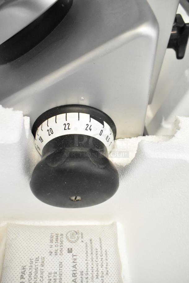 Bizerba GSP H meat slicer dial, displaying thickness settings, in excellent condition. Model GSP H, 120V, 1 phase.