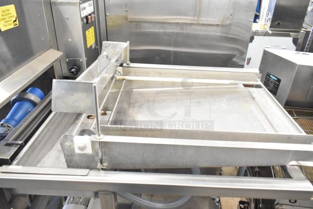 Belshaw Adamatic TG-50 stainless steel thermoglazing station, commercial floor style, on casters, 208V, 1 phase.